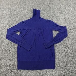 Gap Sweater Womens M Blue Wool Knit Pullover Turtleneck Tunic Sweatshirt Preppy